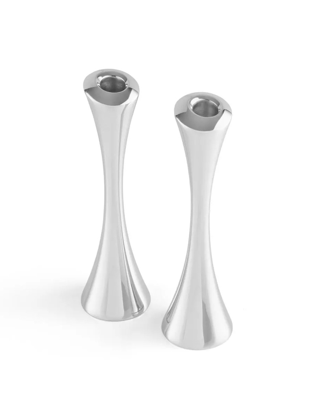 Set of 2 NAMBE Aquila Sleek Hourglass Chrome Candle Holders MT002 EUC